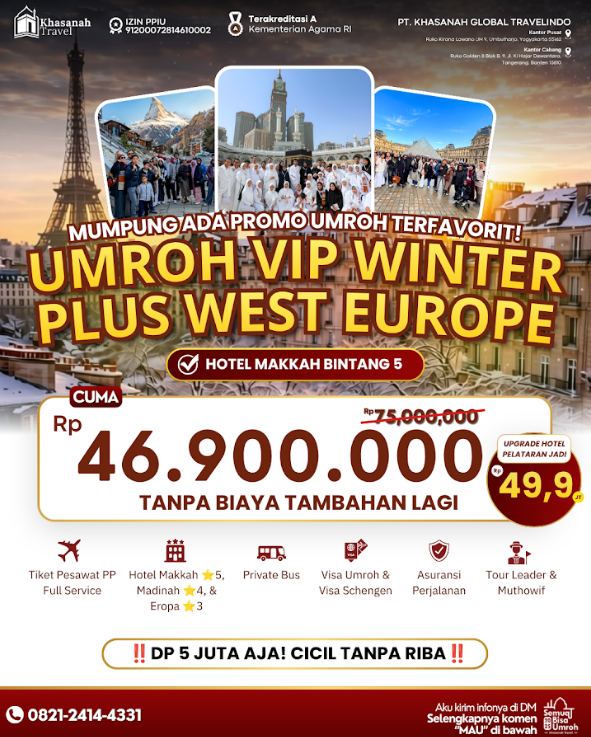 Poster UMROH VIP HOTEL MAKKAH PELATARAN PLUS WEST EUROPE